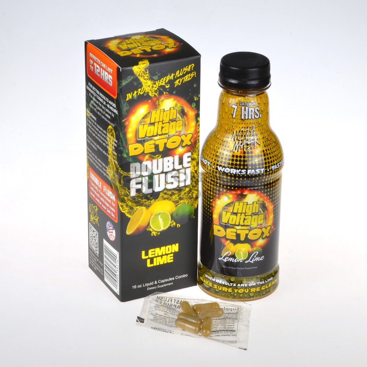 HIGH VOLTAGE DETOX DOUBLE FLUSH LEMON LIME - 16OZ & CAPSULES, Synthetic Urine, High Voltage, Marketplace Vape  - Marketplace Vape